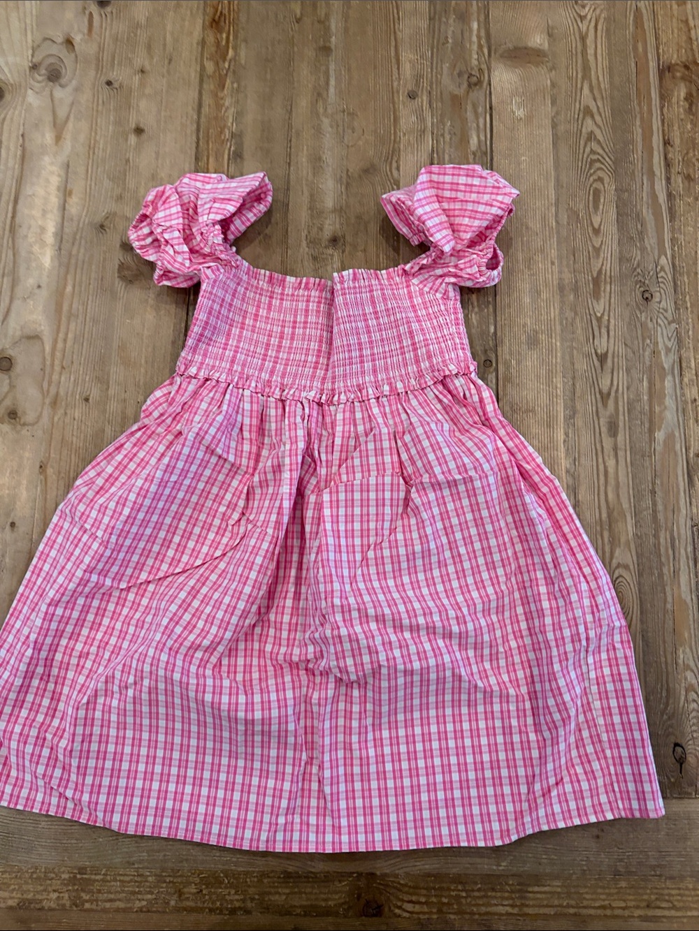 Pink Plaid Smocked Sundress with Ruffle Straps
